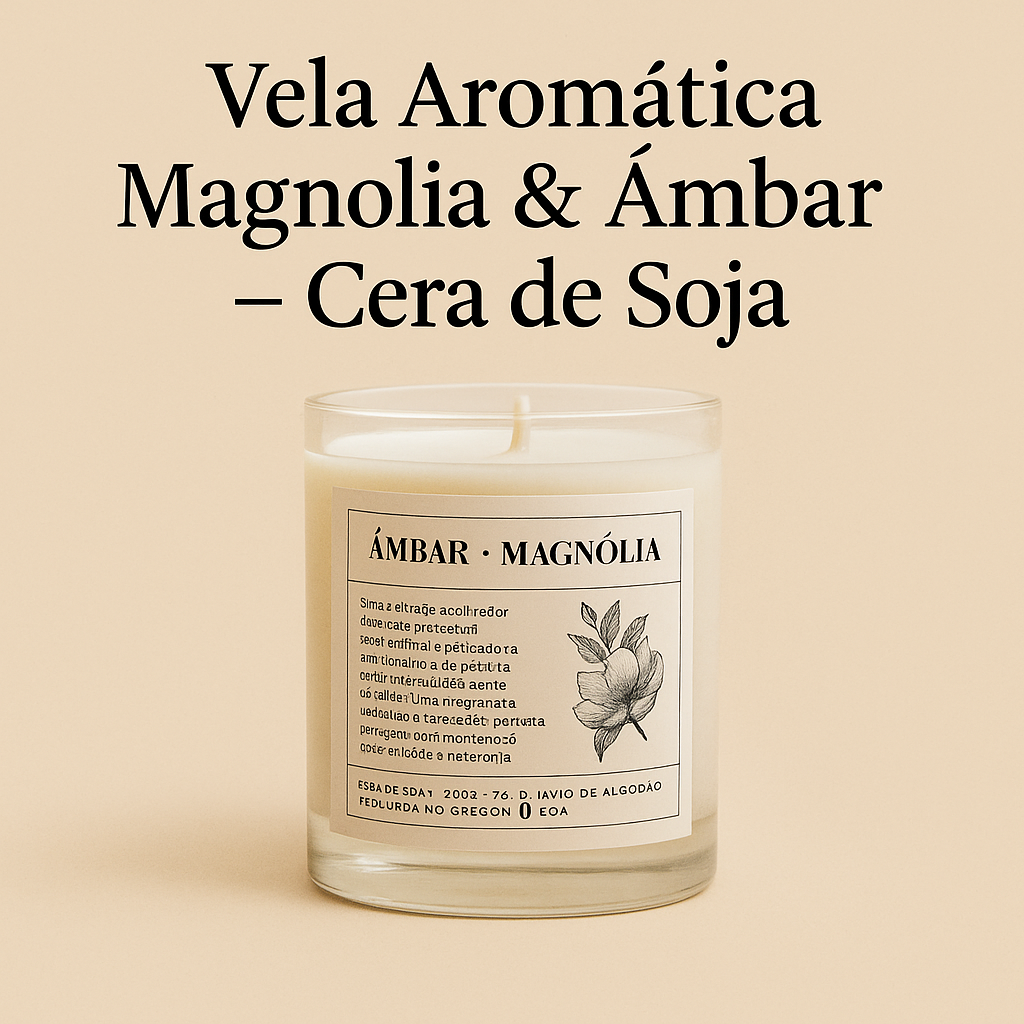 Vela Aromática Magnolia & Âmbar – Cera de Soja