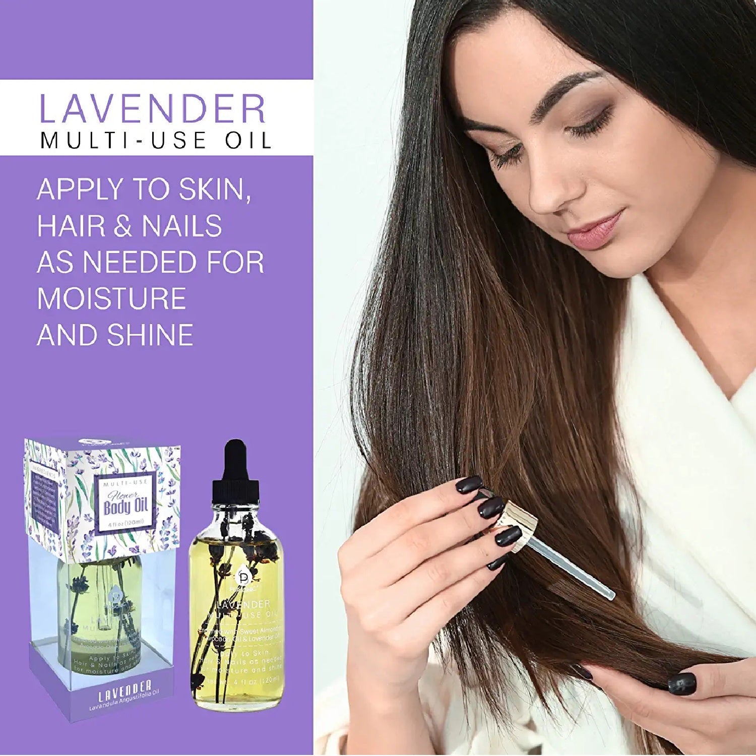 Óleo Corporal Multiuso de Lavanda com Flores Naturais – 120ml